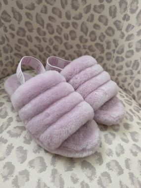 UGG Lavendar Plush Slippers with Branded Strap